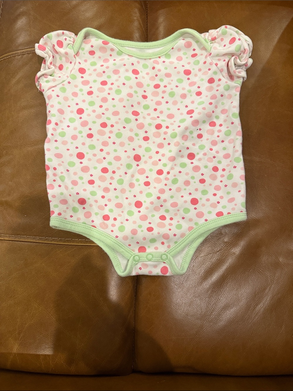 Baby Girls Pink & Green Polka Dot One-Piece onesies